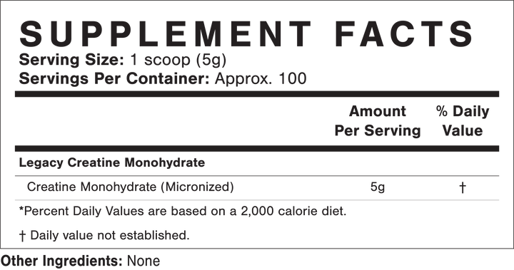 Legacy Creatine | 100 Servings | Pure Creatine Monohydrate