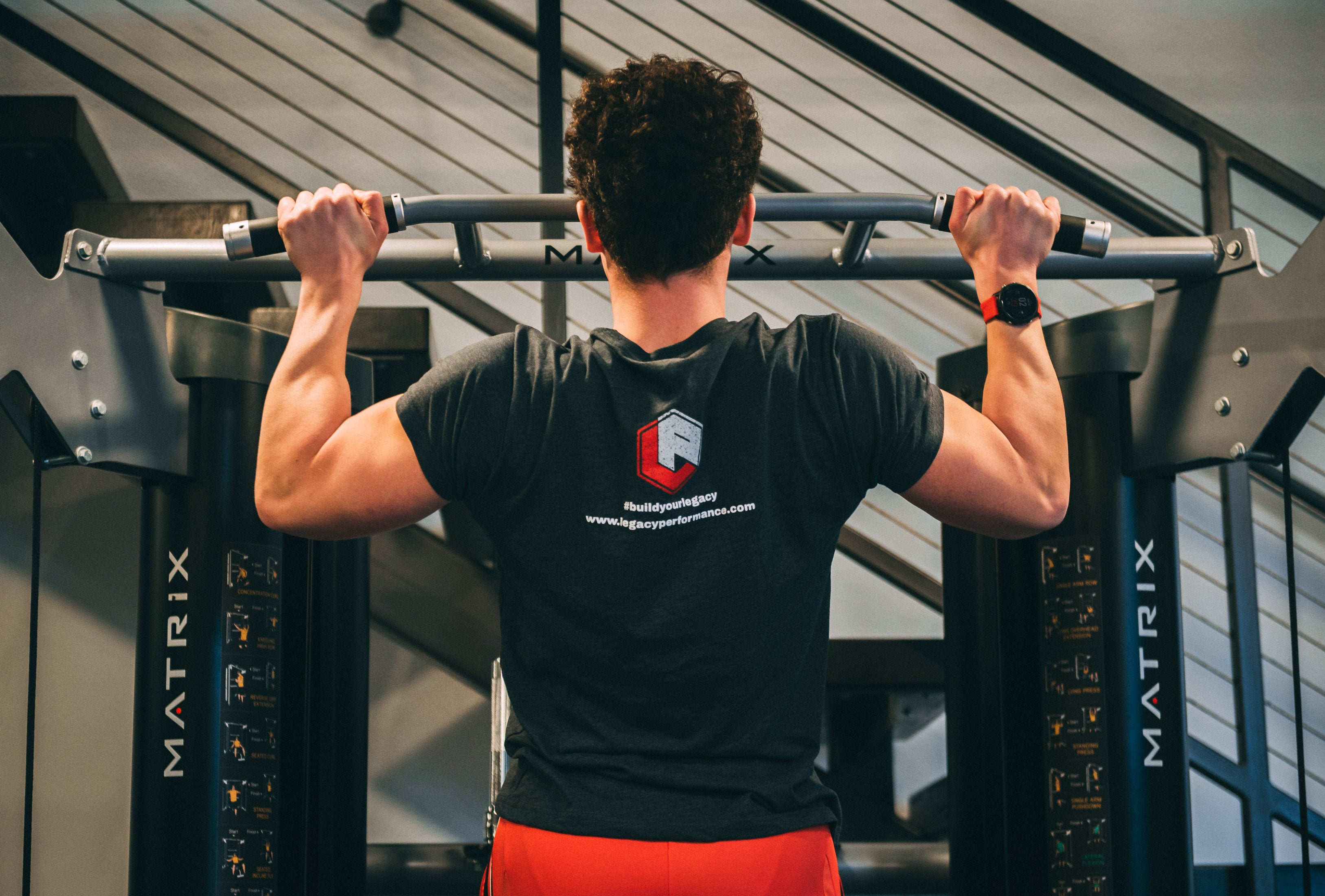 Athlete using a pull up bar